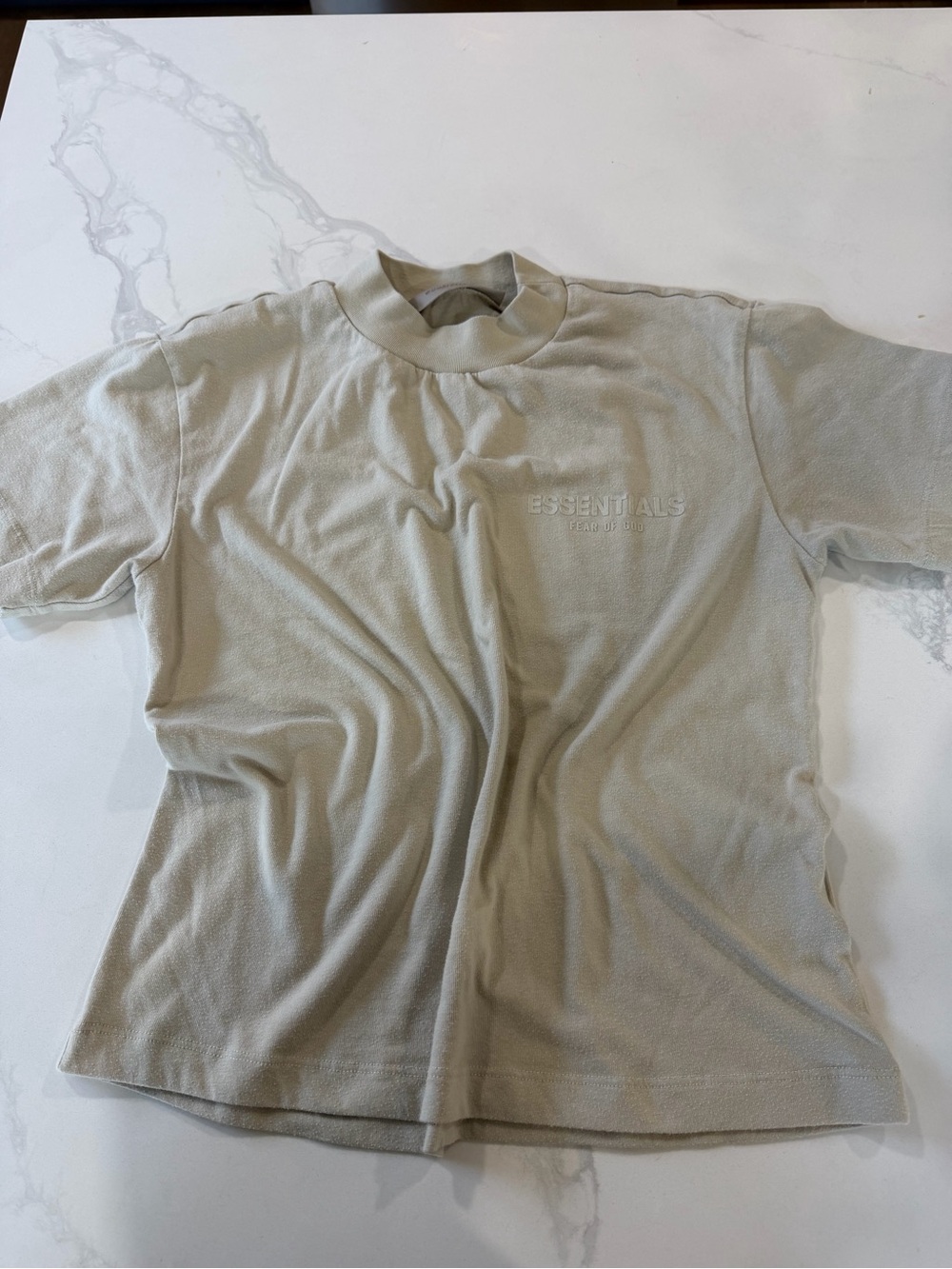 ESSENTIALS Short-Sleeve Crewneck Tee in Sandstone Beige